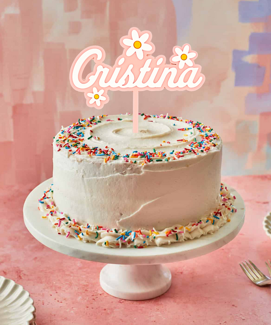 Topper de tarta personalizado con nombre en 3D de Moldea Estudio