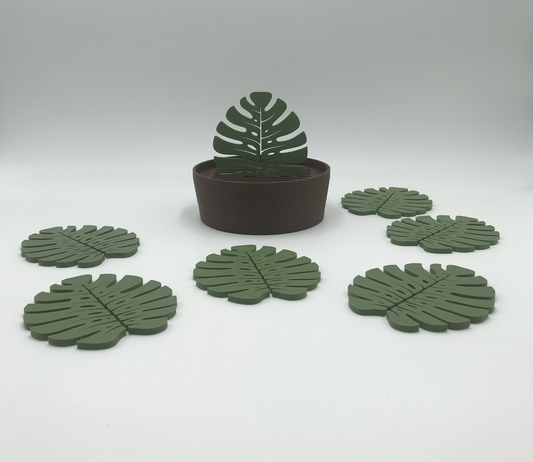 Set de Posavasos Monstera con Maceta