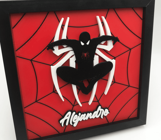 Cuadro Spiderman personalizado con nombre – 21,5x21,5 cm - Moldea Estudio