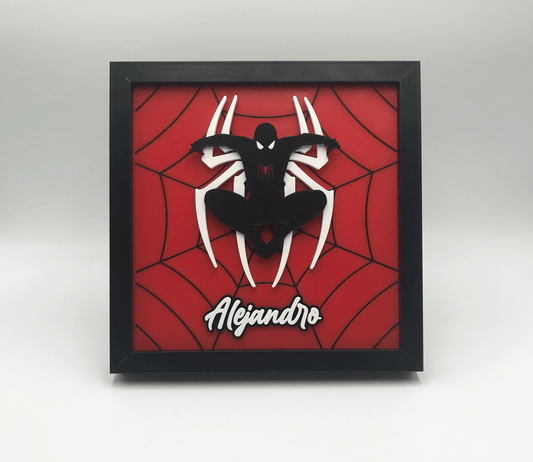 Cuadro Spiderman personalizado con nombre – 21,5x21,5 cm - Moldea Estudio