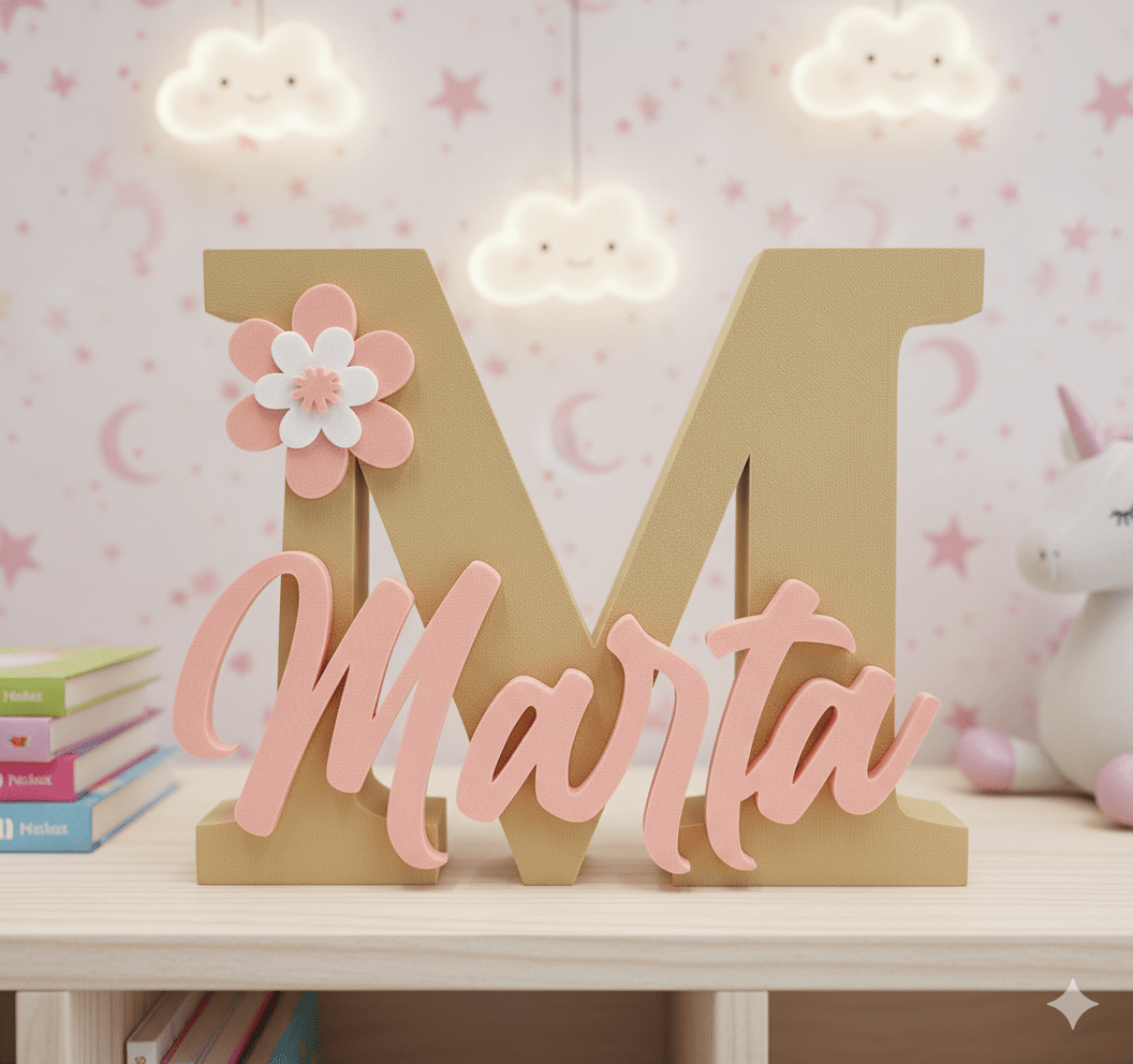 Custom 3D Decorative Letter with Name - 20cm alto - Moldea Estudio