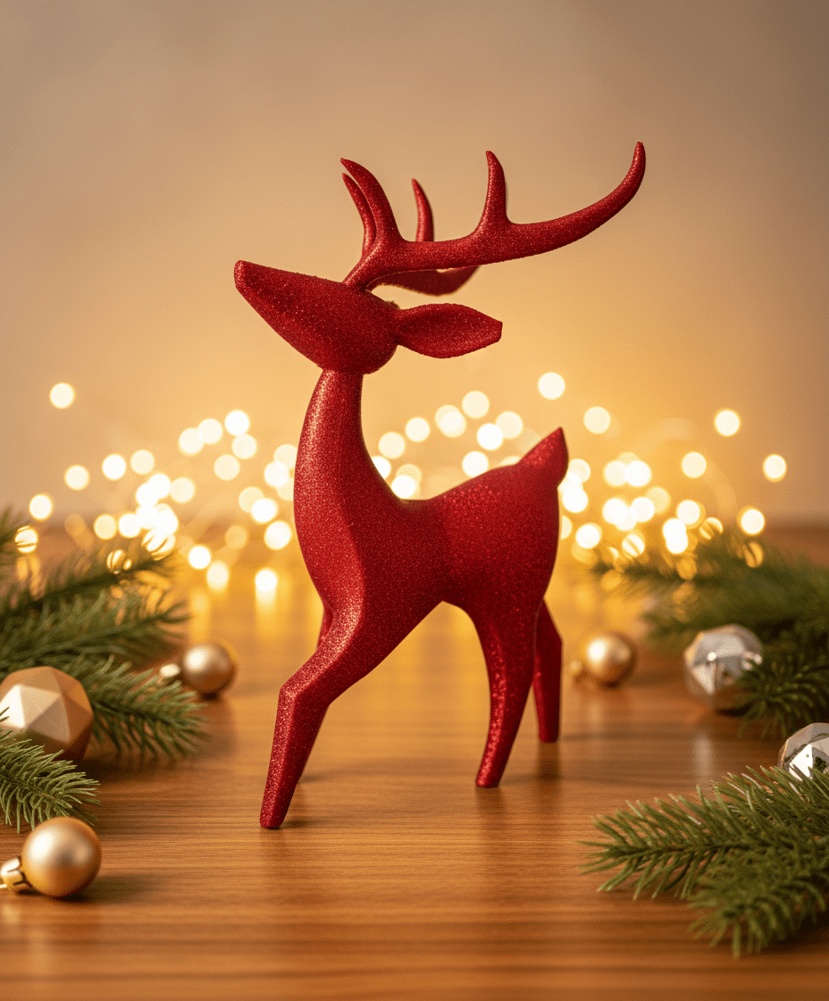 Reno Decorativo de Navidad – Rojo o Dorado Premium - Moldea Estudio