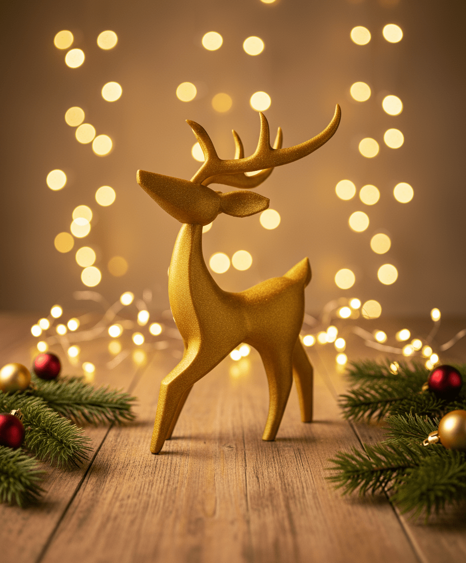 Reno Decorativo de Navidad – Rojo o Dorado Premium - Moldea Estudio