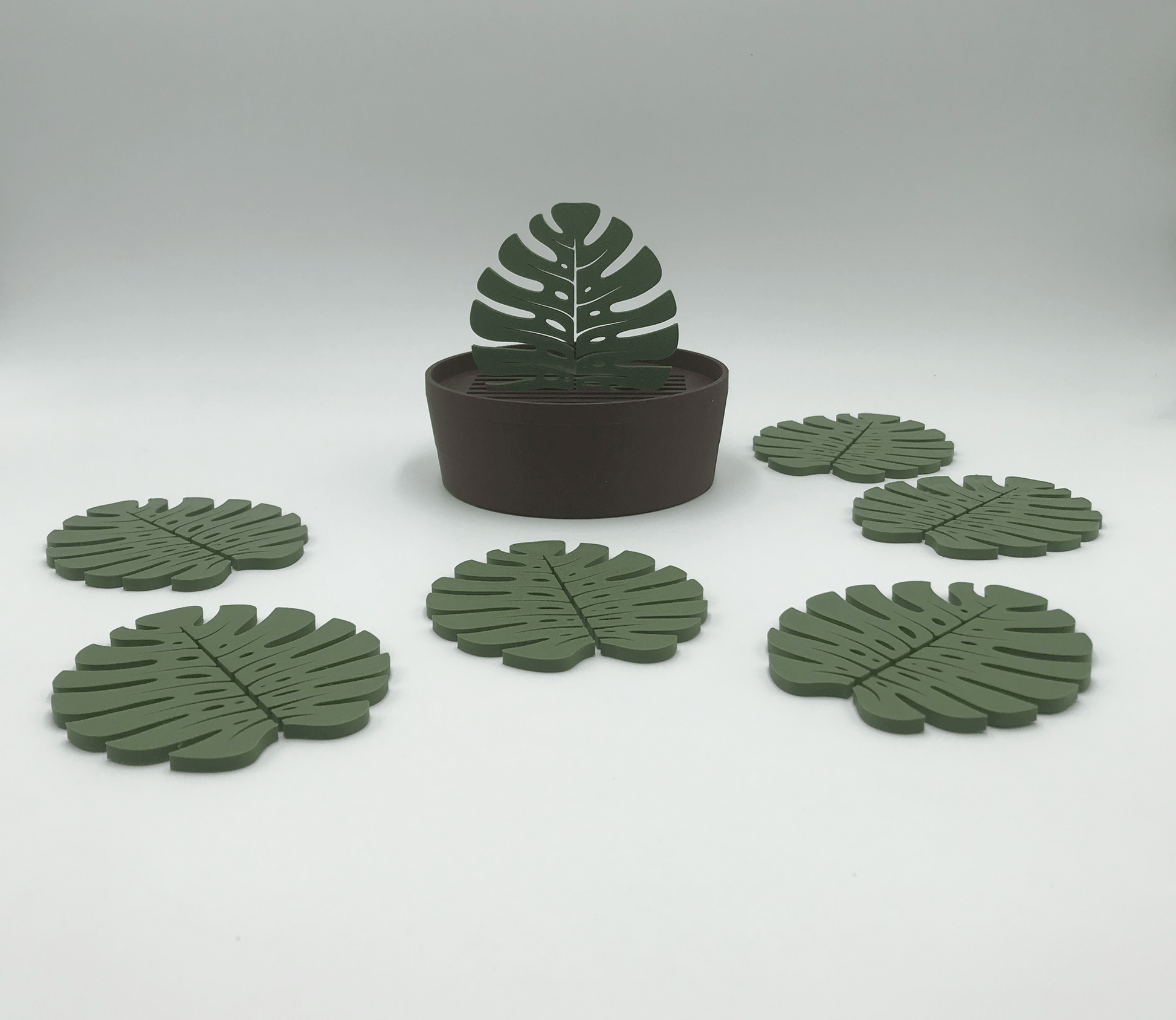 Set de Posavasos Monstera con Maceta - Moldea Estudio