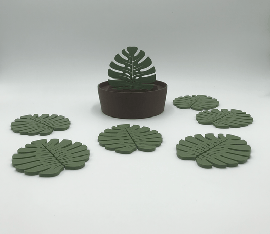 Set de Posavasos Monstera con Maceta - Moldea Estudio