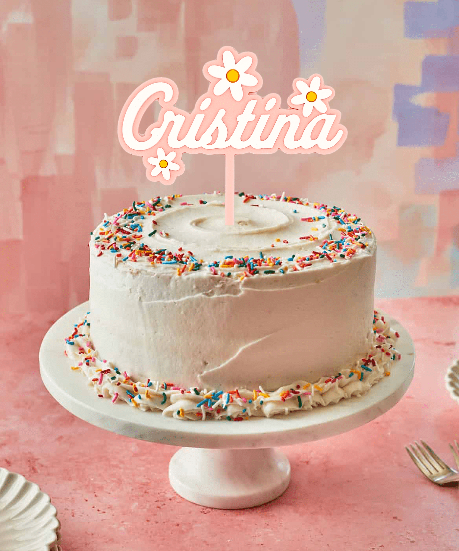 Topper personalizado - Flores - Moldea Estudio