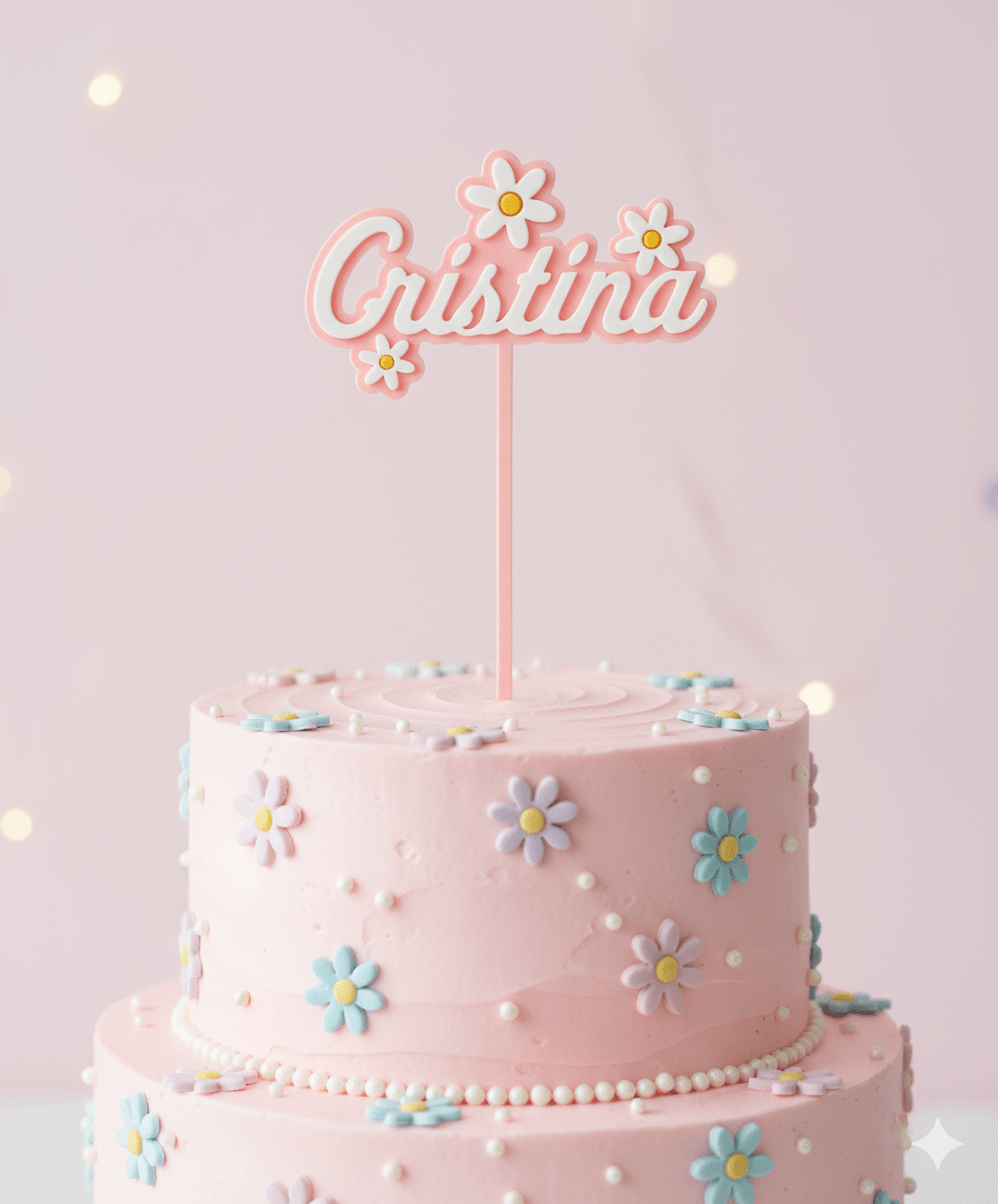 Topper personalizado - Flores - Moldea Estudio